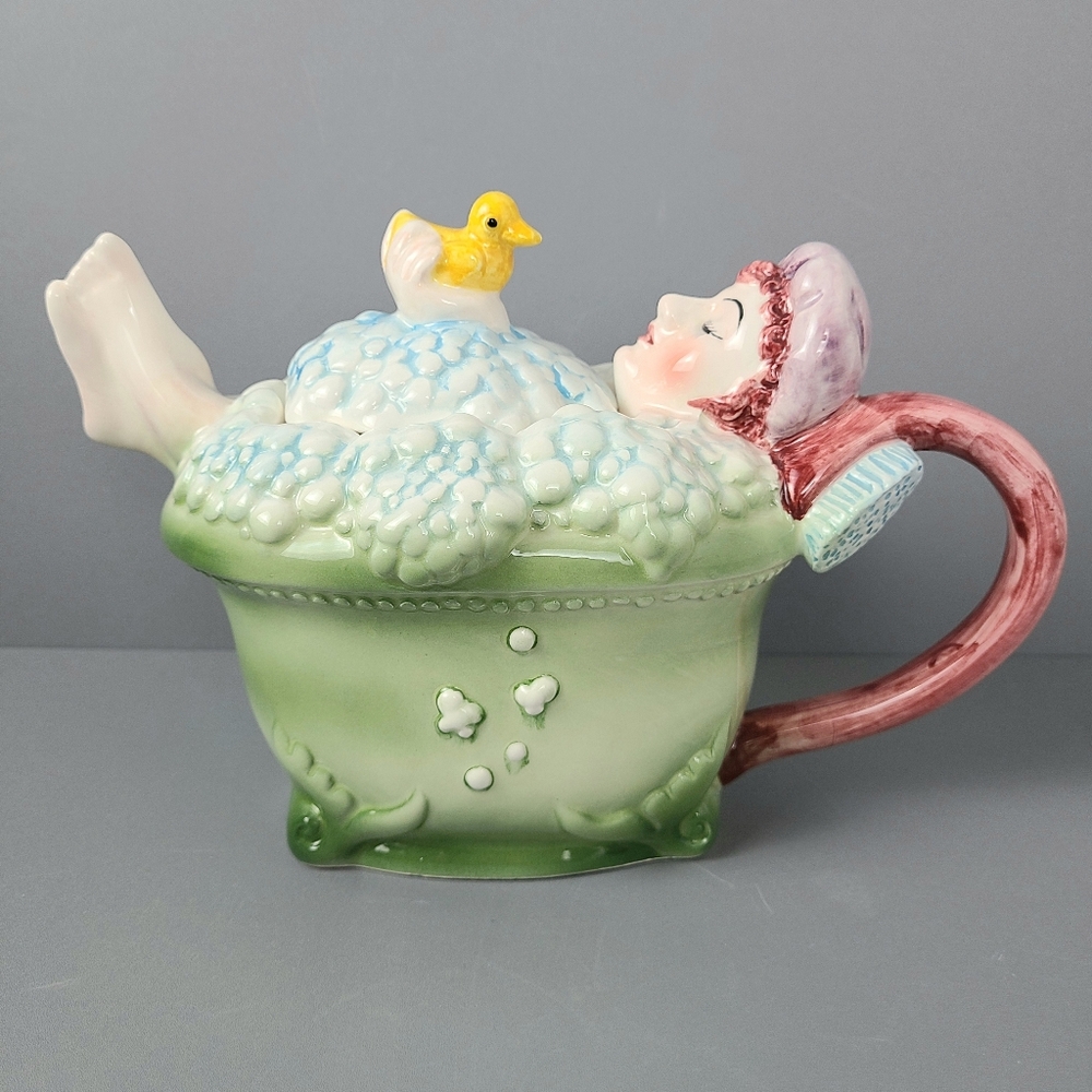 Department 56 Tea Time Bubbles Lady 1988 Vintage Teapot